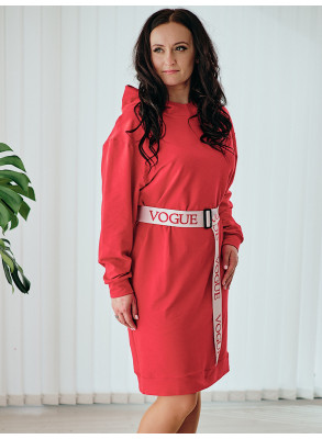 Teplákové  mikinové šaty  červené 112/1B